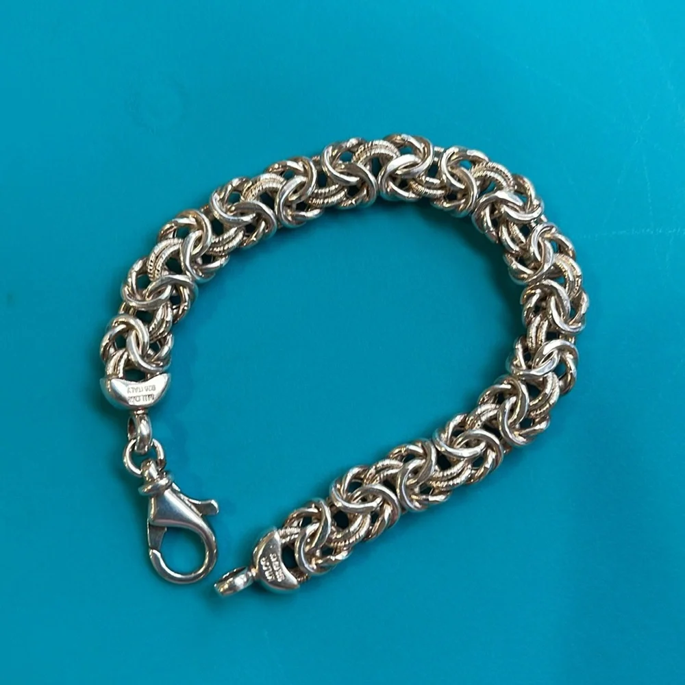 * Price Firm* Sterling Silver Byzantine Bracelet 7” - Picture 4 of 14